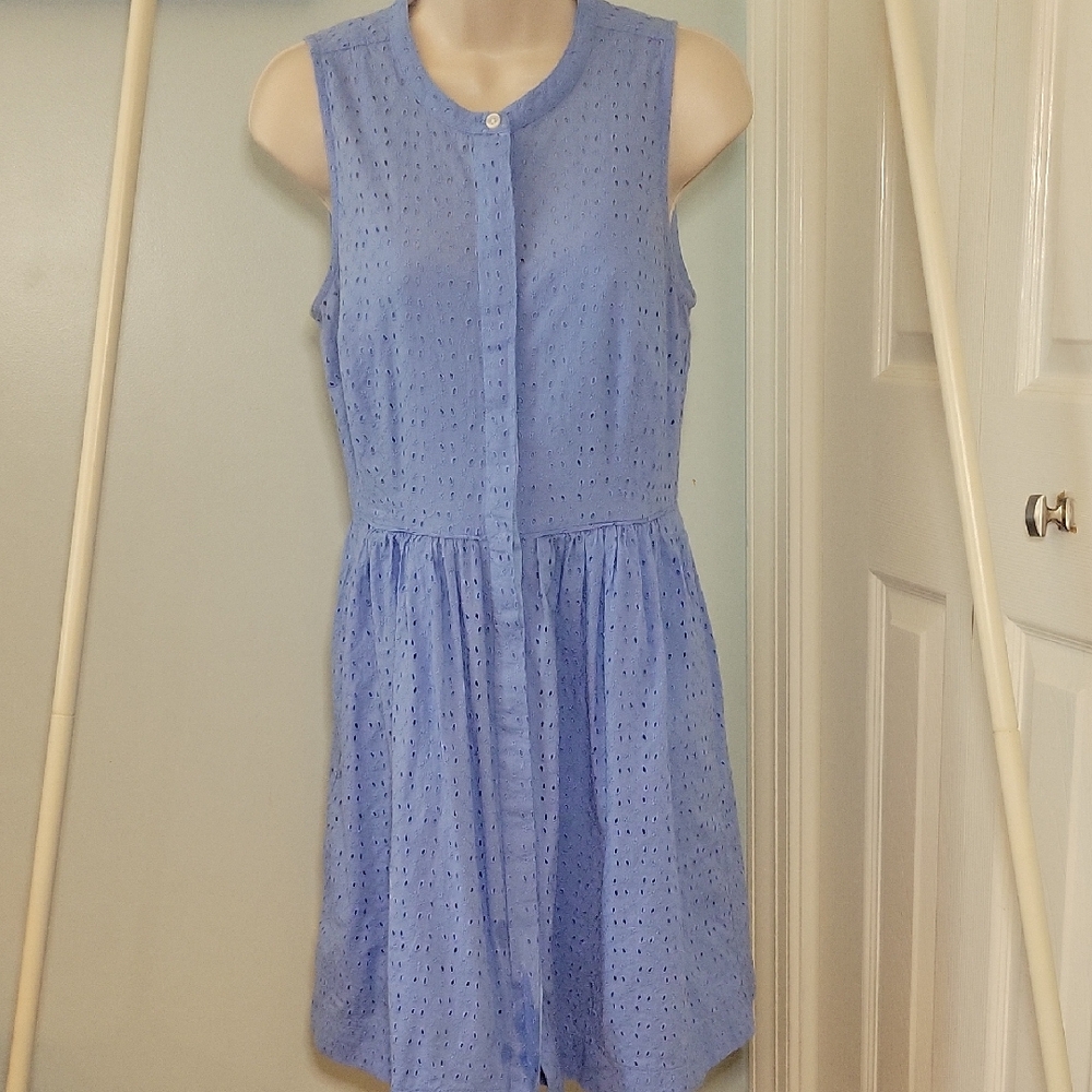 J. Crew Light Periwinkle Blue Eyelet Mini Dress Size 4